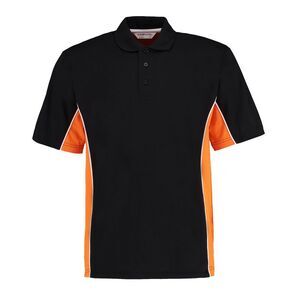 GAMEGEAR Mens Track Polycotton Pique Polo Shirt / Black/Orange